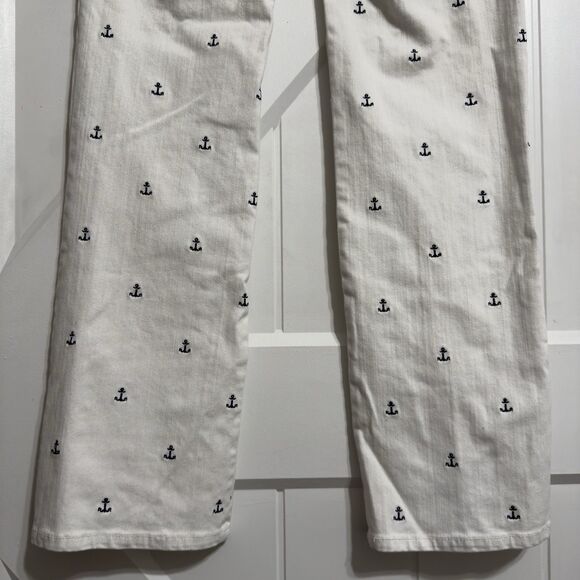 Lilly Pulitzer Sailor Pants Womens 8 White Anchor Embroidered Nautical Preppy - Picture 9 of 13